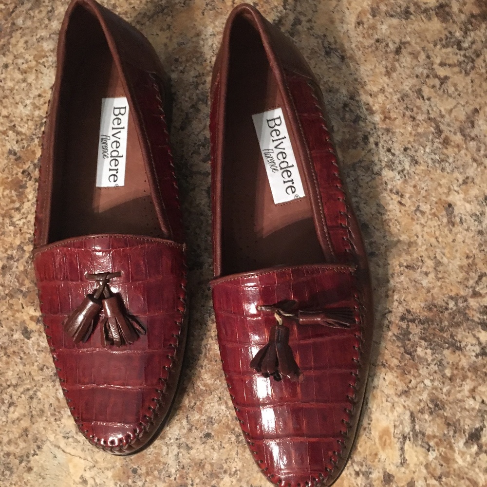 Like New mens real leather crocodile shoes leather Italy 10 M